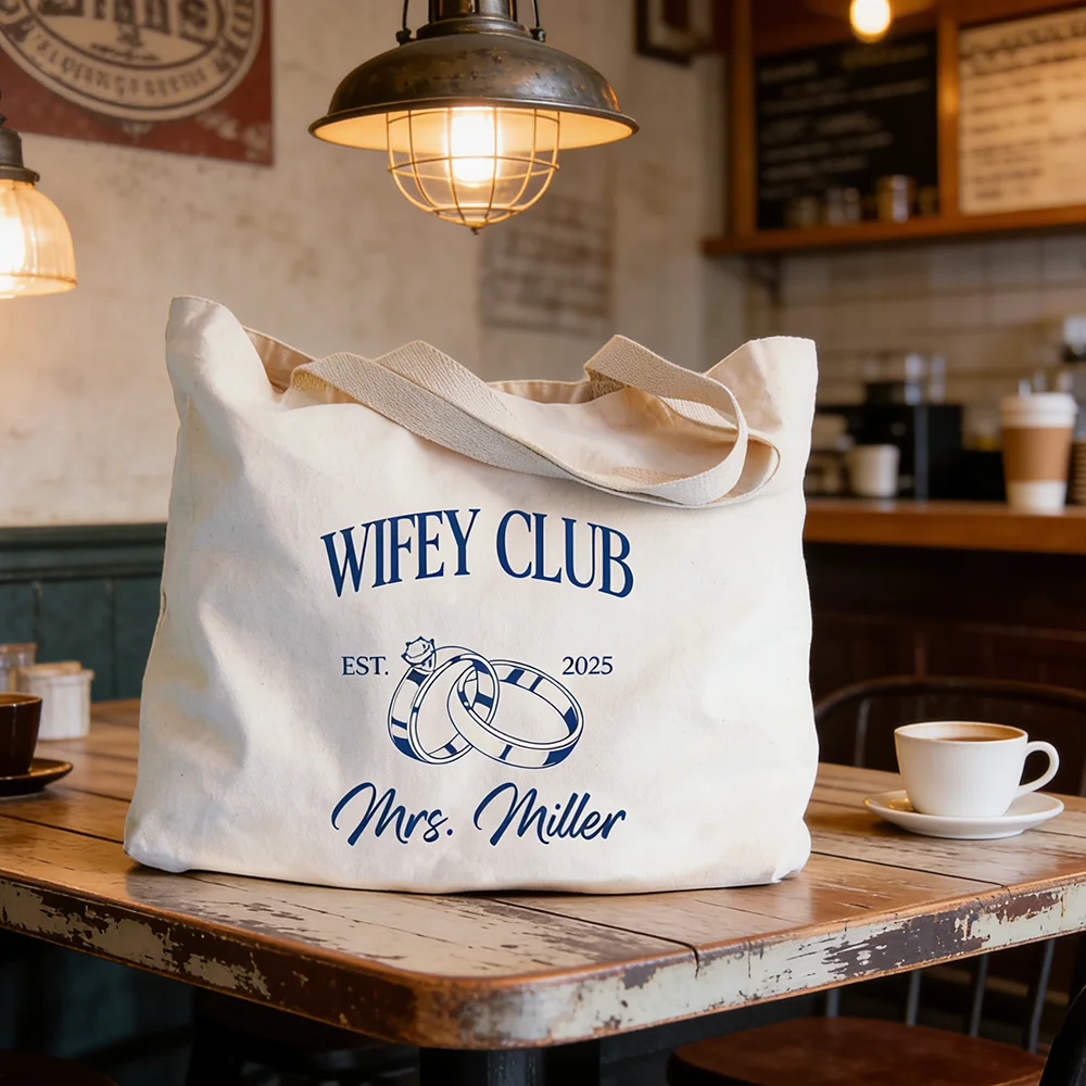 Bolsa de Mano Personalizada para Club de Esposas, Accesorios para Futura Esposa, Regalo de Aniversario, Regalo para Recién Casadas, Bolsa de Viaje para Playa, Regalo para Luna de Miel