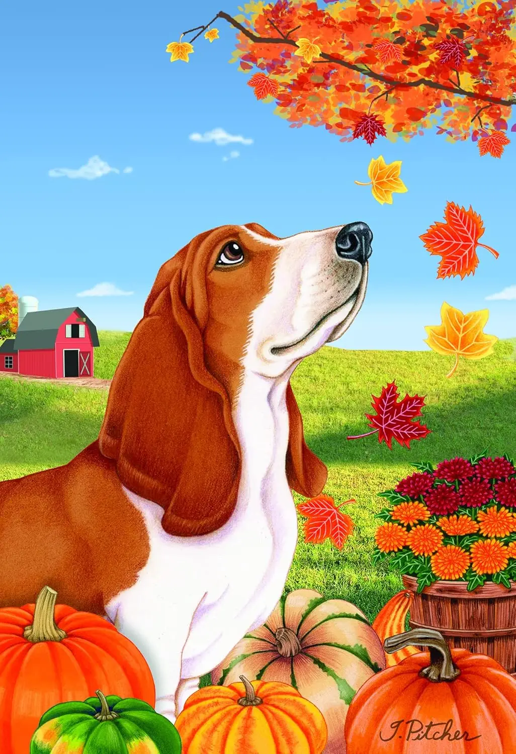 Basset Hound - Best of Breed Autumn Leaves Garden Flag