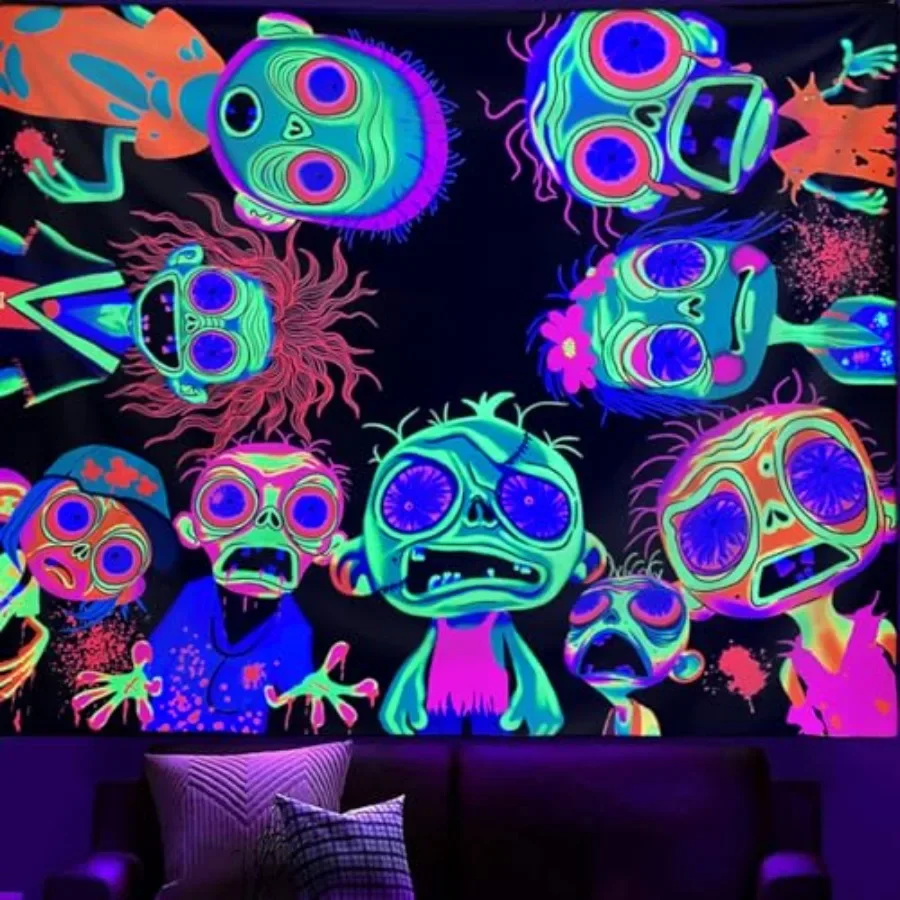 Zombie Horror Blacklight Glow Tapestry for Bedroom