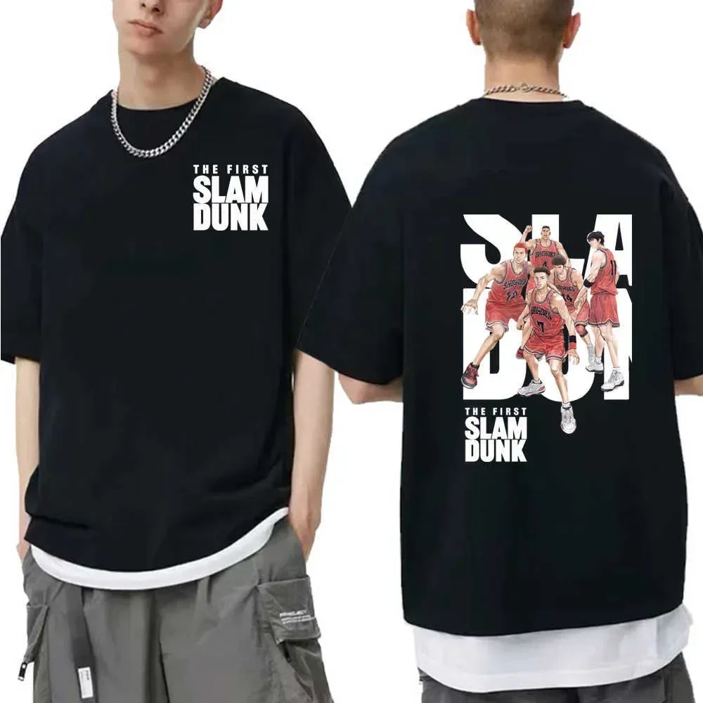 Japanische Slam Dunk Anime bedruckte Baumwolle T-Shirt Mann Mode übergroße Kleidung personal isierte