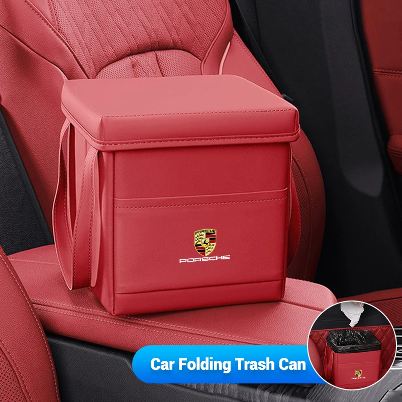 

Fashion Car Folding Trash Can Convenient Installation For Porsche Cayenne Panamera Macan 911 718 Taycan Boxster Cayman 918 Pajun