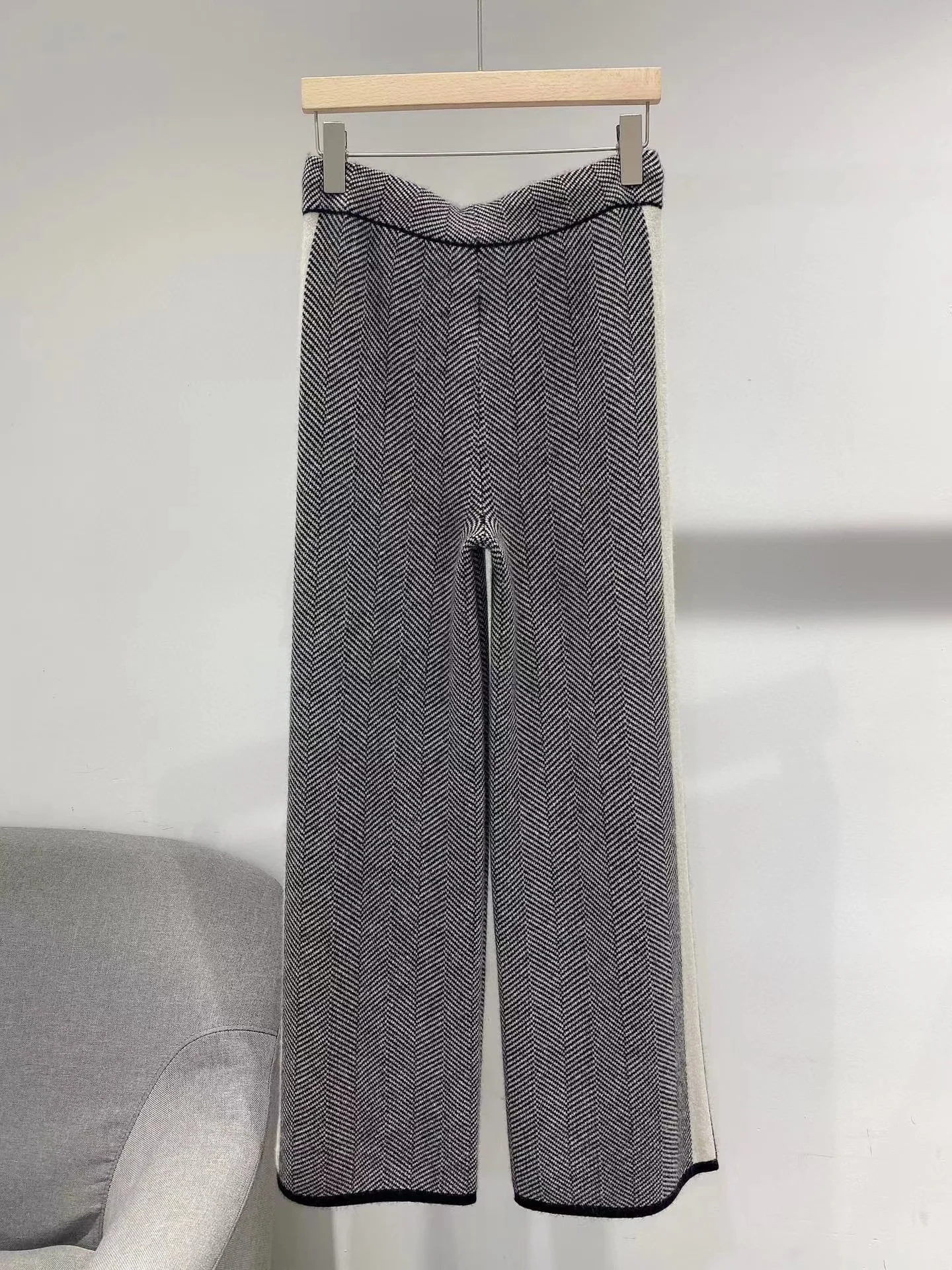 Autumn Winter Collection Wide Leg Knitted Cashmere Pants