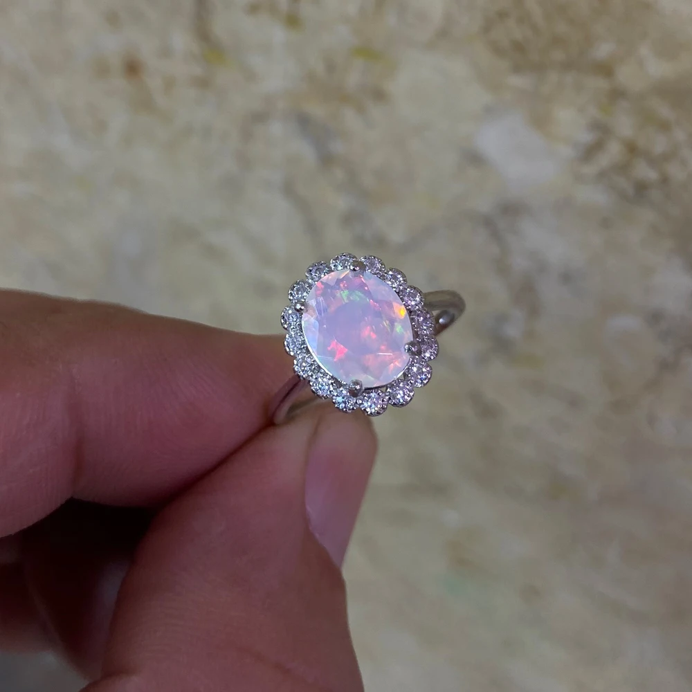 Elegant Natural White Opal Rings Sterling 925 Silver October Birthstone 10*8mm for Women Birthday Party Fine Jewelry - view 3