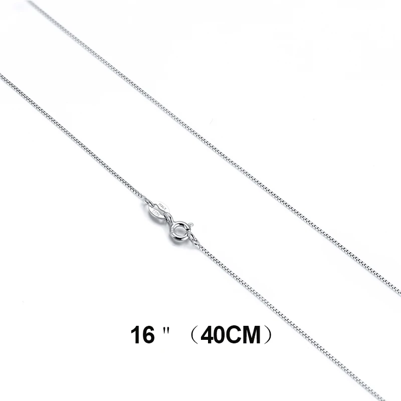 KISS MANDY Genuine 925 Sterling Silver Rhodium Plated Necklace with 0.6mm Width Box Chain Neck Chain for Women Jewelry SC07