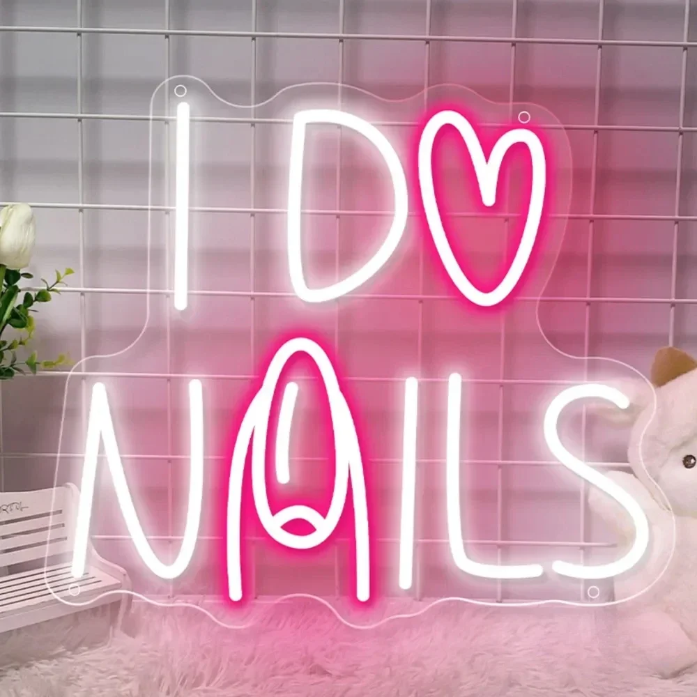 

I Do Nails Неоновая светодиодная вывеска для ногтей Неоновые огни для комнаты Настенные подвесные USB-украшения для ногтей Световая вывеска Бизнес-вывеска Неоновый светодиодный светильник