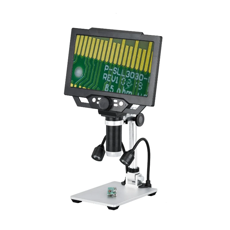 Portable LCD Digital Microscope 50‑1600X 12MP with Metal Stand Built‑in Screen for Electronics Repair PCB Industrial Observation