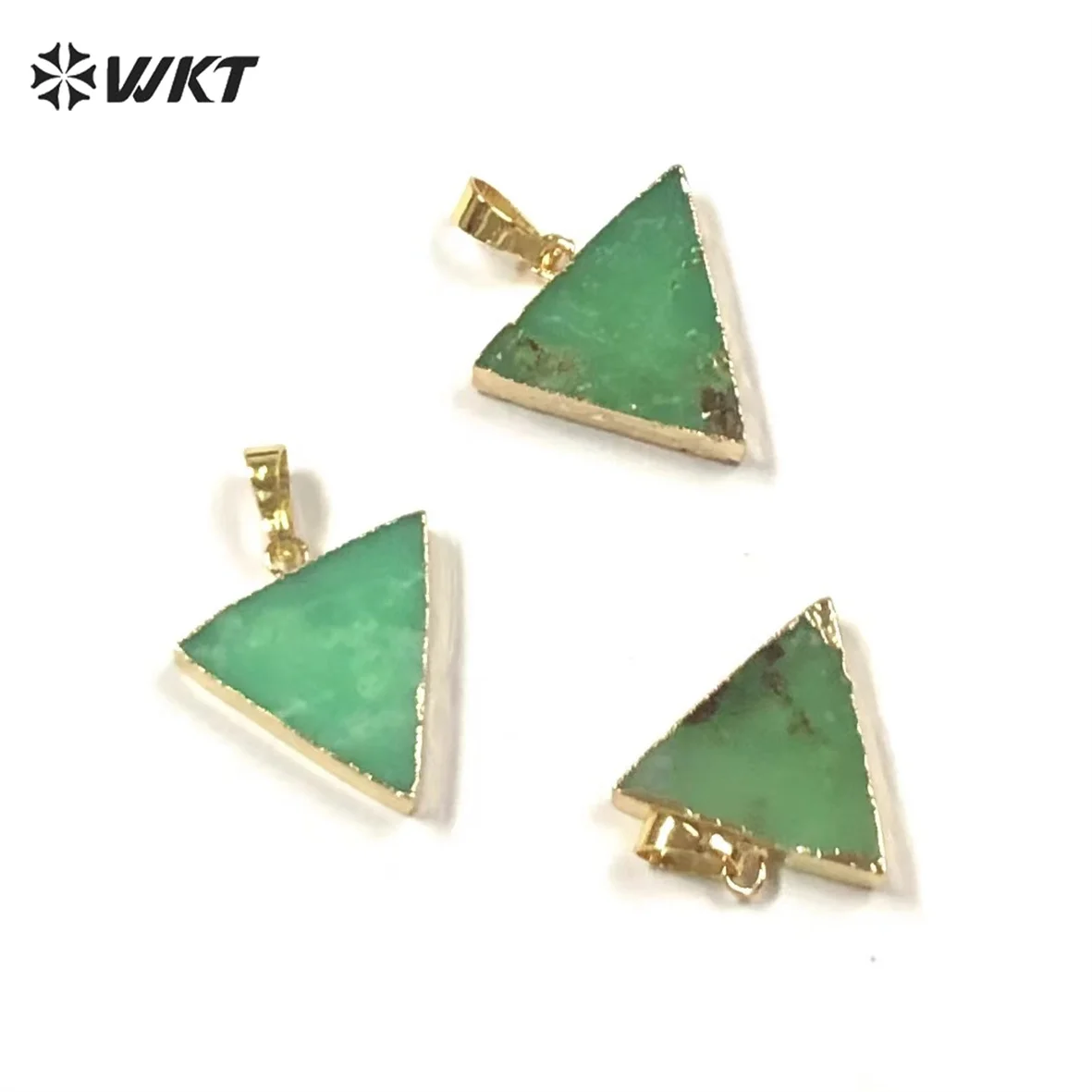 

WT-P1792 WKT Natural Stone Green Triangle Australia chrysoprase Pendants Women Jewelry Gemstones Necklace Earrings