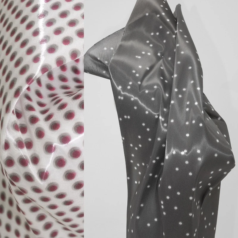 

Wave Point Ultra Bright Crystal Satin Fabric for Liquid Gloss Clothing Designer Fabrics Diy Sewing Mateial Cloth Wholesale