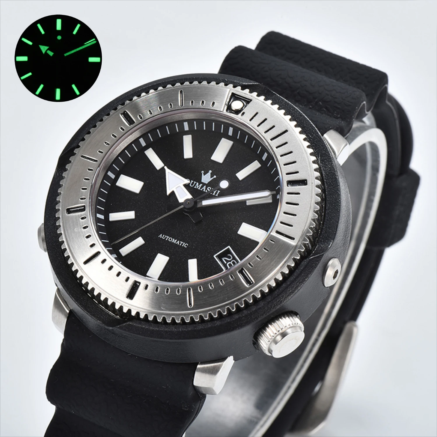 Orologi Monster da 45 mm per uomo NH35 Visualizzazione automatica della data impermeabile luminosa Orologio alla moda casual Logo Commercio all'ingrosso personalizzabile