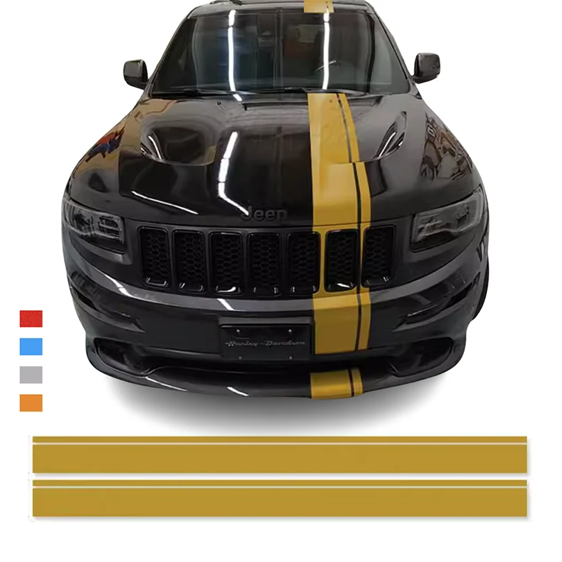 

Car Styling Hood Scoop Stickers Roof Tail Stripe Decal Rear Vinyl Sticker Wrap for Jeep Grand Cherokee 2014 2015 2016 2017 2018