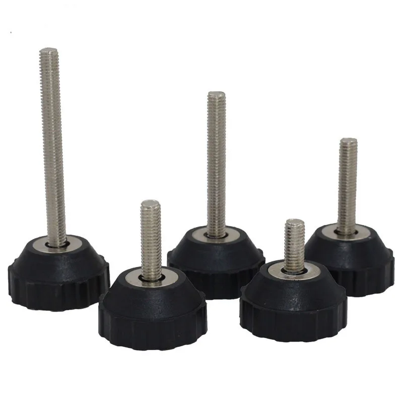 4 Furniture Support Legs with Nylon Base M8-M12 Adjustable Thread Foot Cups chair leg caps rubber feet protector