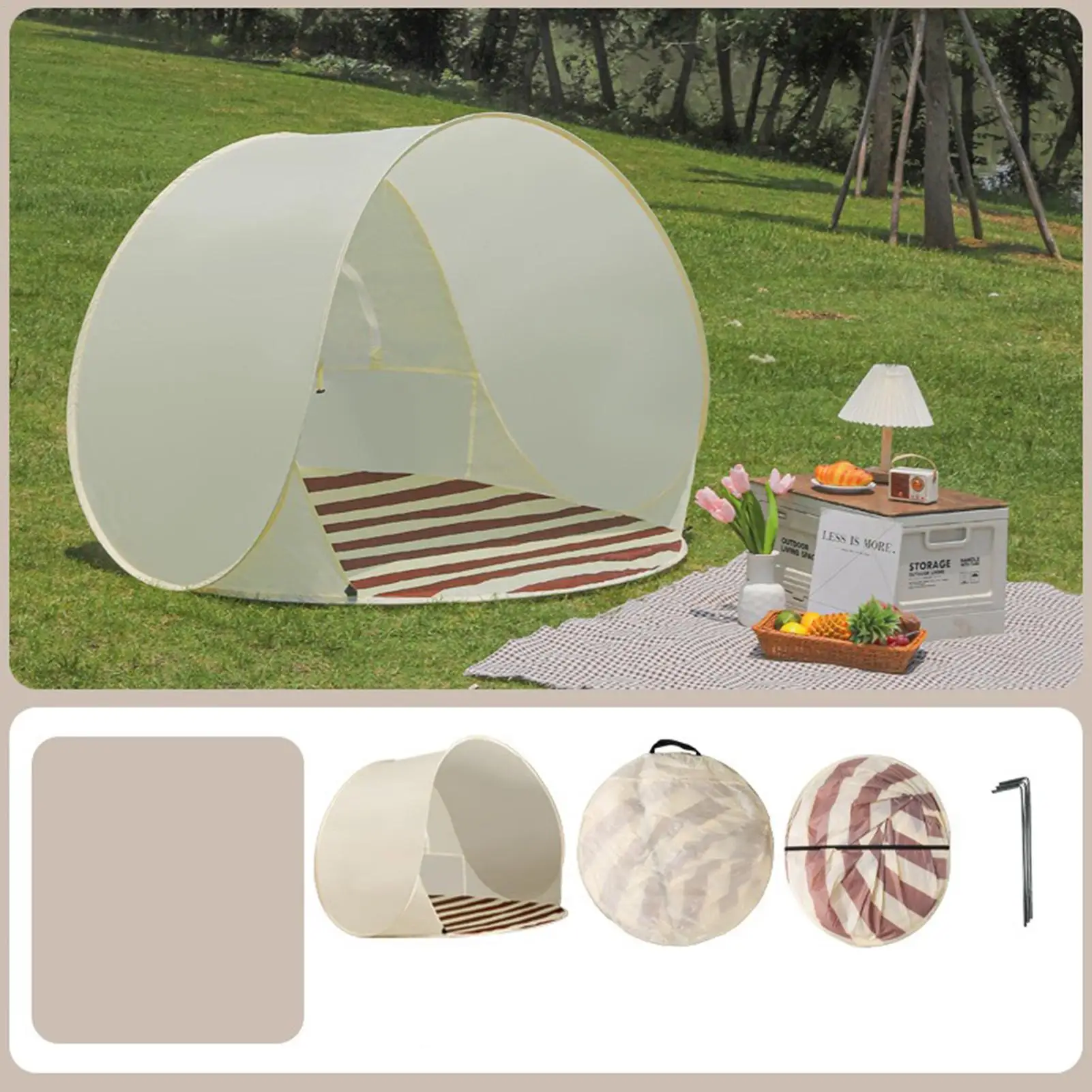 Reusable Outdoor Portable Camping One Click Open 3-4 People Tent Large Space Sunshade Beach Sun Shelter Tent Garden Beach Tent
