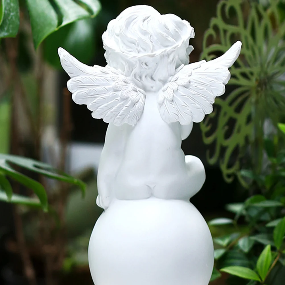 

Charming Angel Statue Resin Made Fine Workmanship for Garden Yard Patio Balcony Home Decorative Piece Cute Sitting Posture