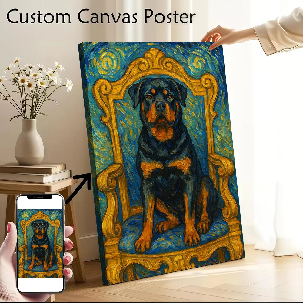 Rottweiler on Throne for Home Decor Items Living Room Interior Decoration Decorative Wall Pictures Canvas Bedroom Art of Murals