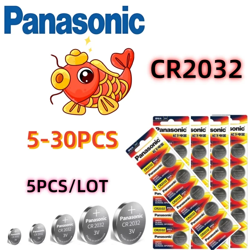 Оригинальная литиевая батарея PANASONIC 5-30 шт. CR2032 CR 2032 3 В для часов, калькулятора, часов, игрушки с дистанционным управлением, кнопки, монеты, ячейка Оригинальная литиевая батарея PANASONIC 5-30 шт. CR2032 CR 2032 3 В для часов, калькулятора, часов, игрушки с дистанционным управлением, кнопки, монеты, ячейка