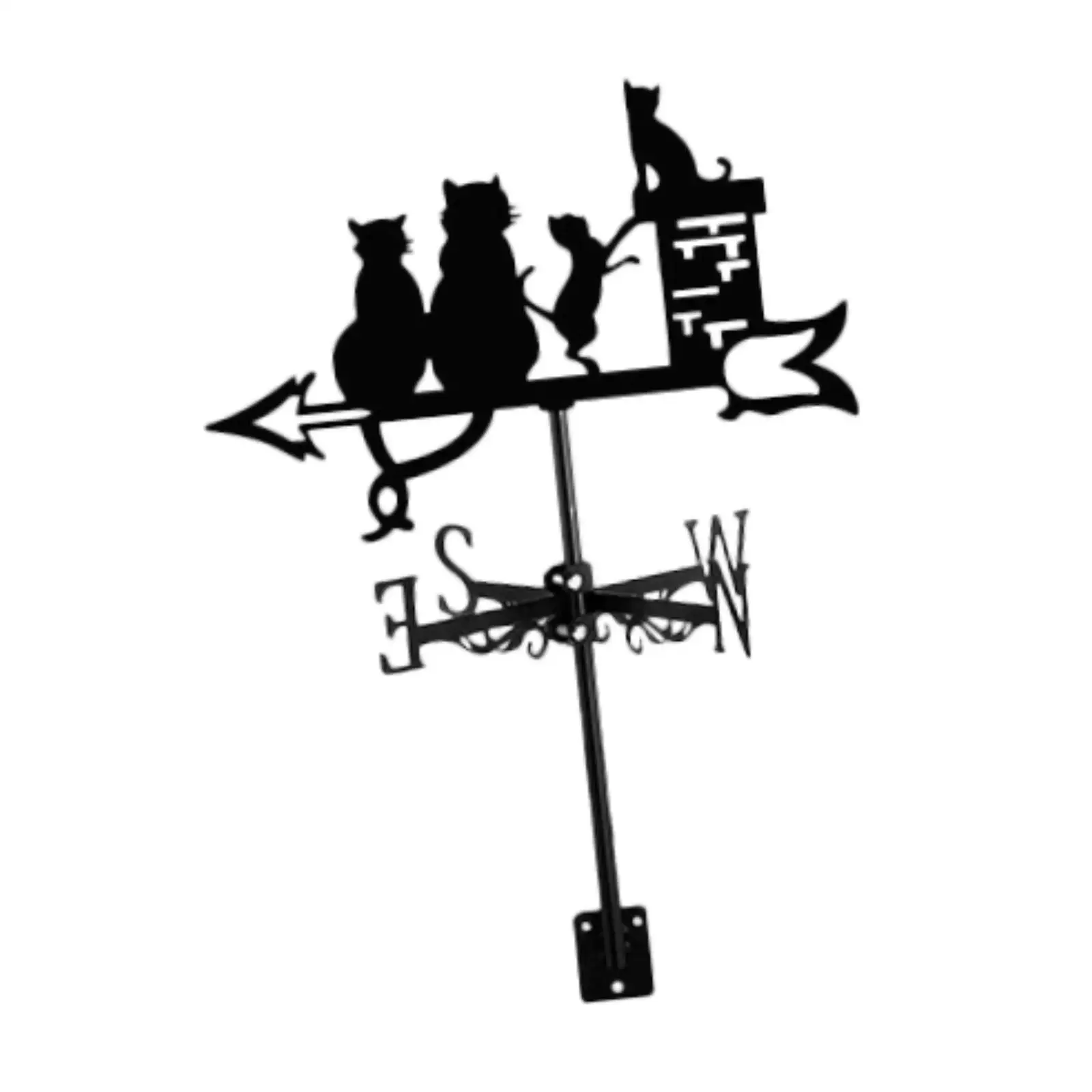 Cat Figurine Weather Vane Wind Direction Indicator for Fences Farmhouse Lawn