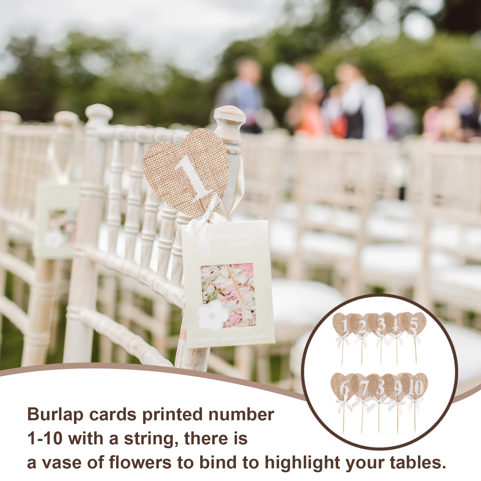 

Hessian Wedding Party Card Vintage Burlap Banners High Quality Number 1-10 Decor