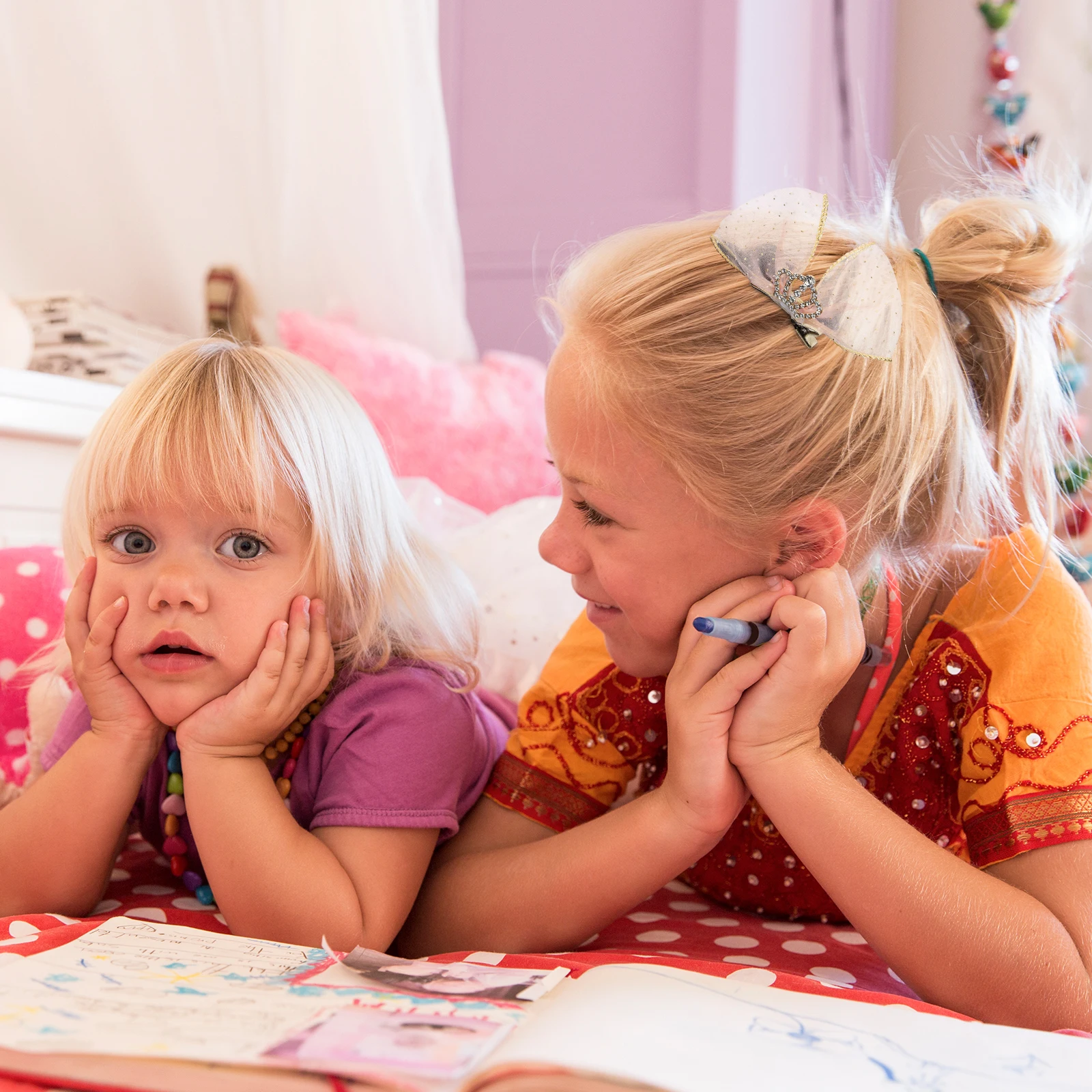 

2pcs Crown Clips Pink Beige Girls Princess Bows Bows Women Hairpins Bow Hair Clips Hair Decoration School Party