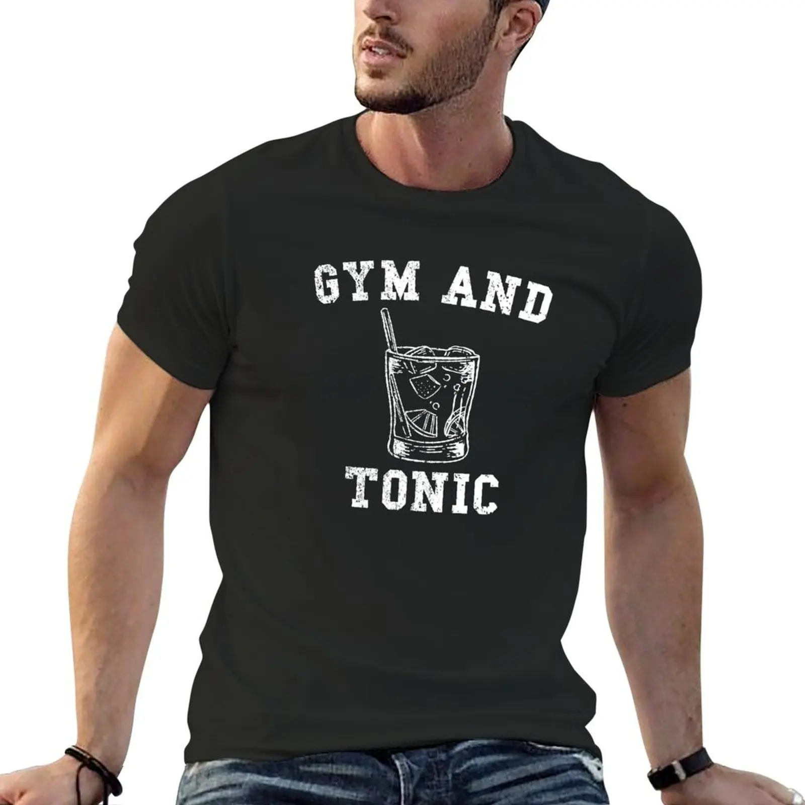 

Fun Gym and Tonic distressed design T-Shirt animal prinfor boys sports fans designer t shirt men