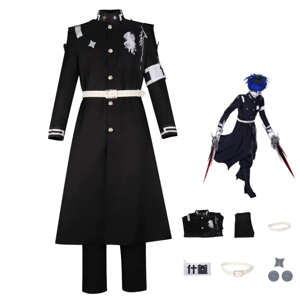 

New Anime The Hundred Line -Last Defense Academy Yugamu Omokage Cosplay Costume Black Military Uniform Coat Man Carnival Suit