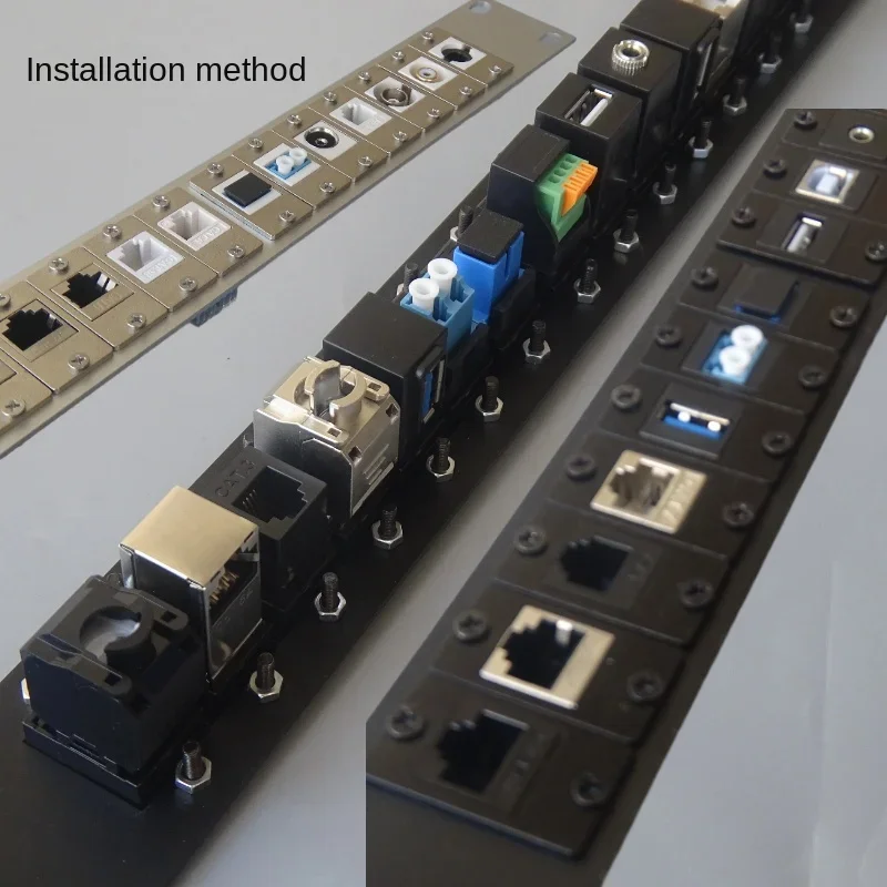 D-type RJ45 shielded CAT. 6 computer network adapter，female to female,directly inserted and fixed on the metal panel with screws