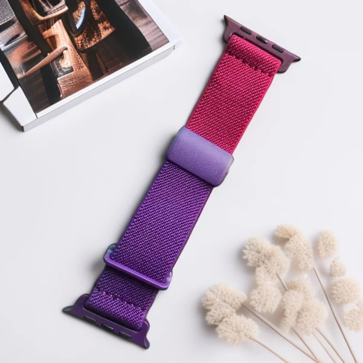 Magnetic Strap for Apple Watch Band 44mm 45mm 40mm 38mm 49mm Cute Two-tone Sport Nylon Stretchy Bracelets For iWatch Series11 10