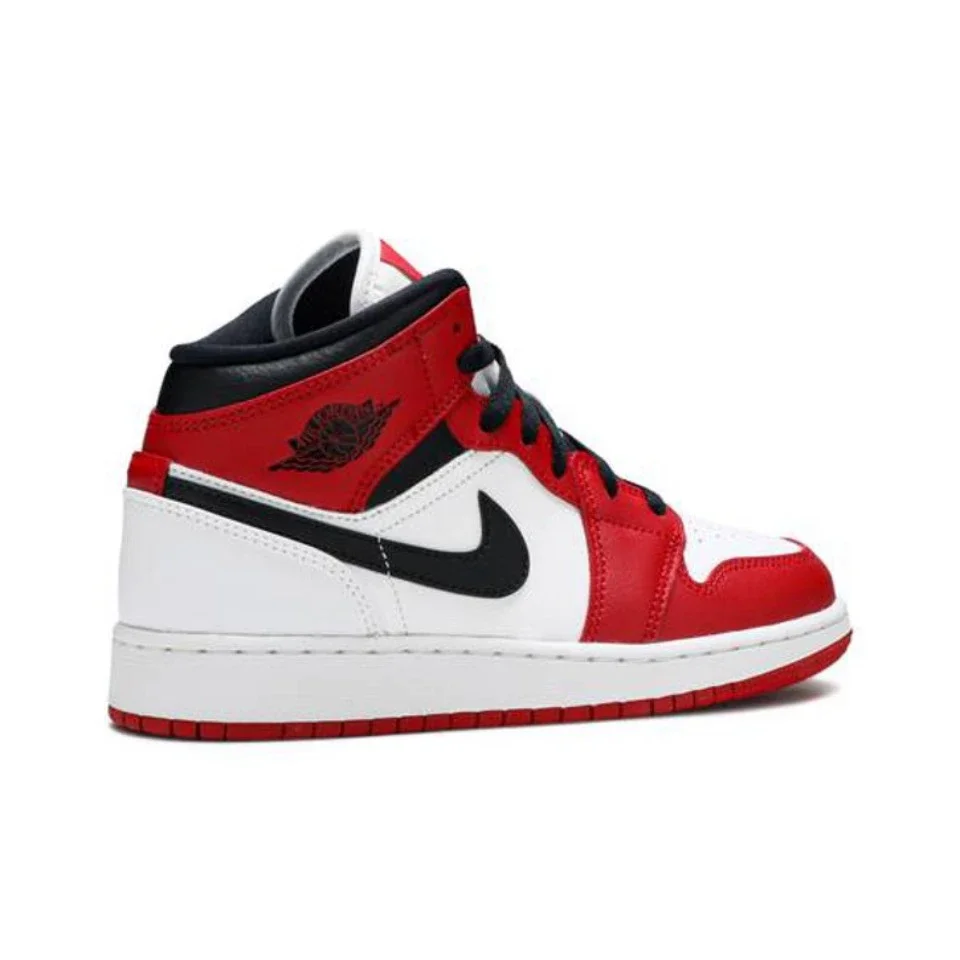 Original Air Jordan 1 Mid 'Chicago'Red and White GS Size For Women Retro Classic Basketball Shoes Sneakers 554725-173