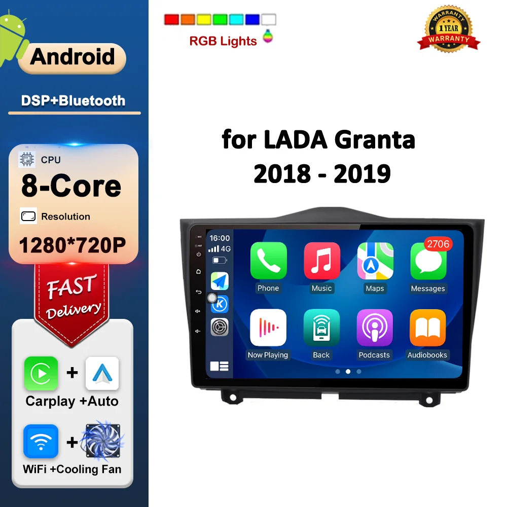 

Navigation GPS Android OS Wireless Carplay for LADA Granta 2018 - 2019 DSP Stereo WiFi Car Radio Multimedia Player Touch Screen