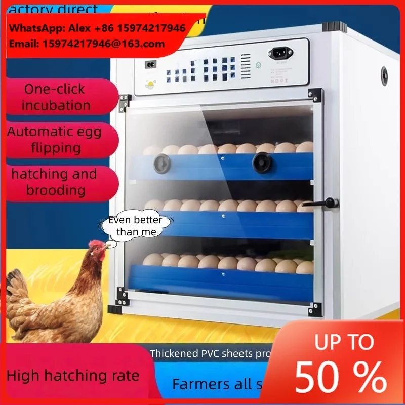 New Commercial 128-Egg Incubator | PVC Frame Fully Automatic Hatcher With 96% Hatching Rate 220V For Chicken Eggs