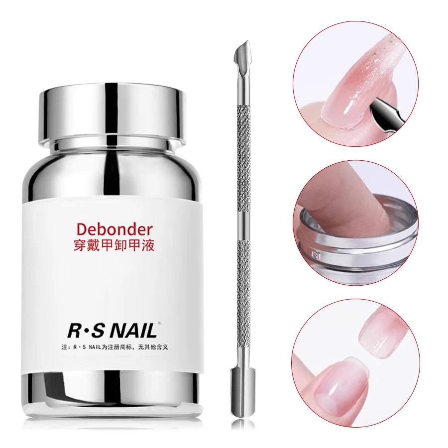 RS NAIL 120 مللي اضغط على الأظافر الإسفنج مزيل الحل سريع مسمار مزيل الصمغ اضغط على الأظافر لأطراف الأظافر الزائفة الأظافر قابلة لإعادة الاستخدام