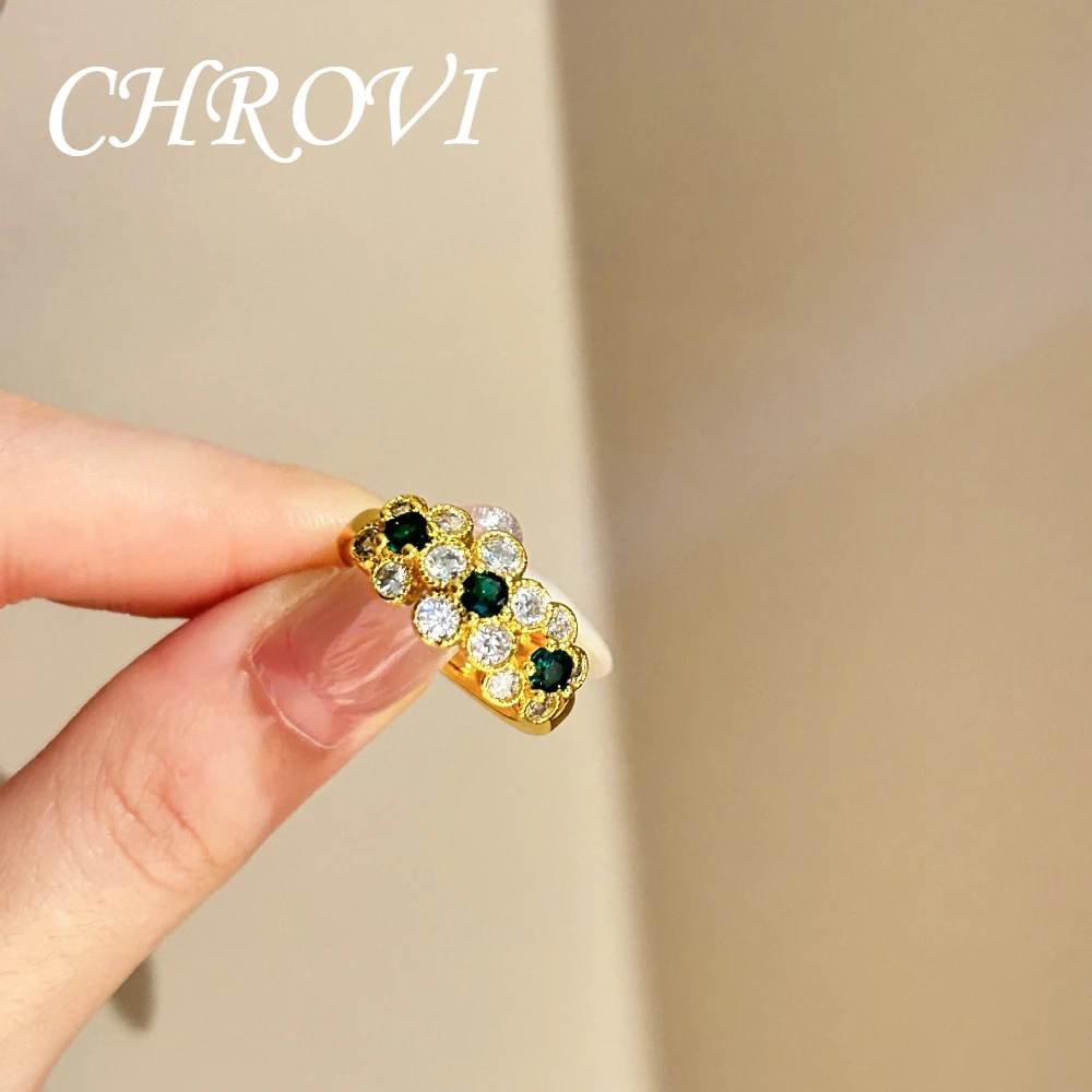 Medieval 925 silver elegant floral mother-of-pearl and diamond ring with gold-plated design for women's finger ring