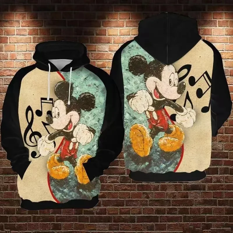 2024 Disney Mickey and Minnie Christmas 3D Printed Hoodie Fashion Streetwear Disney Casual Sweatshirt Mickey Kids Cartoon Hoodie