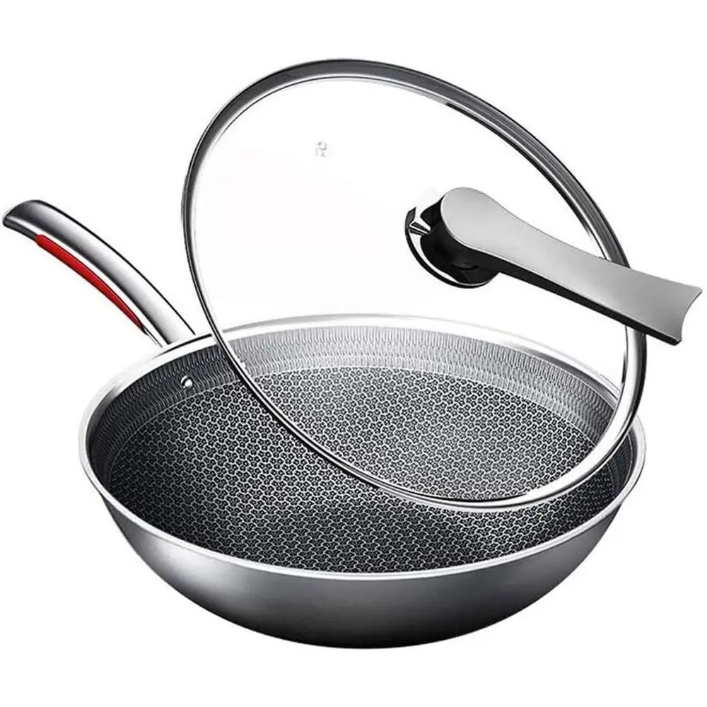 

Сковорода-вок из нержавеющей стали 32 см для бытовых газовых и индукционных варочных панелей