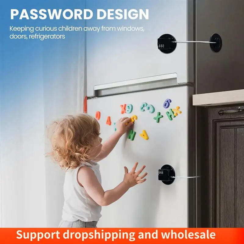 AA86 6 Pcs Cabinet Locks With Combination Fridge Lock Combo Child Safety Combination Lock With 6 Screwdrivers (Black) Durable