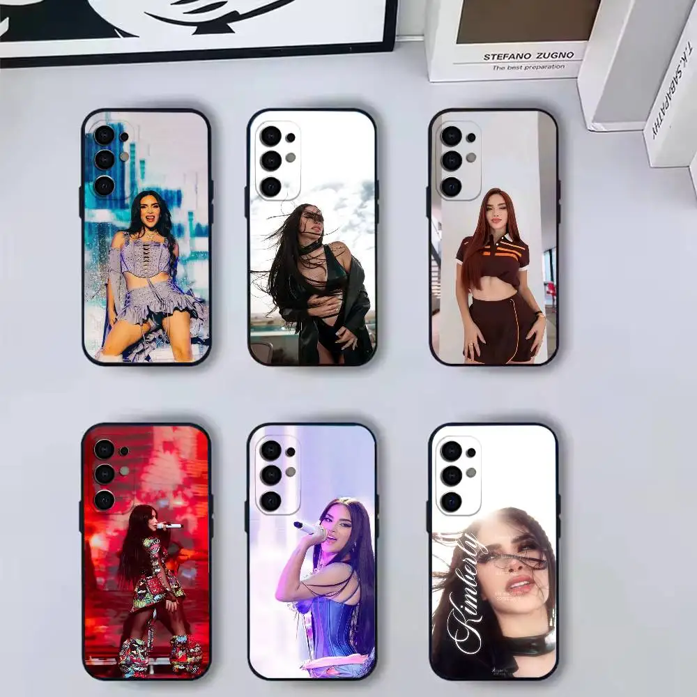 Funda de silicona negra para teléfono Samsung S 25,24,23,22,30,21,10,9,Ultra,Plus,Lite,FE,4,5 G con diseño de K-Kim-M L-Loaiza-ZA de Latin Pop