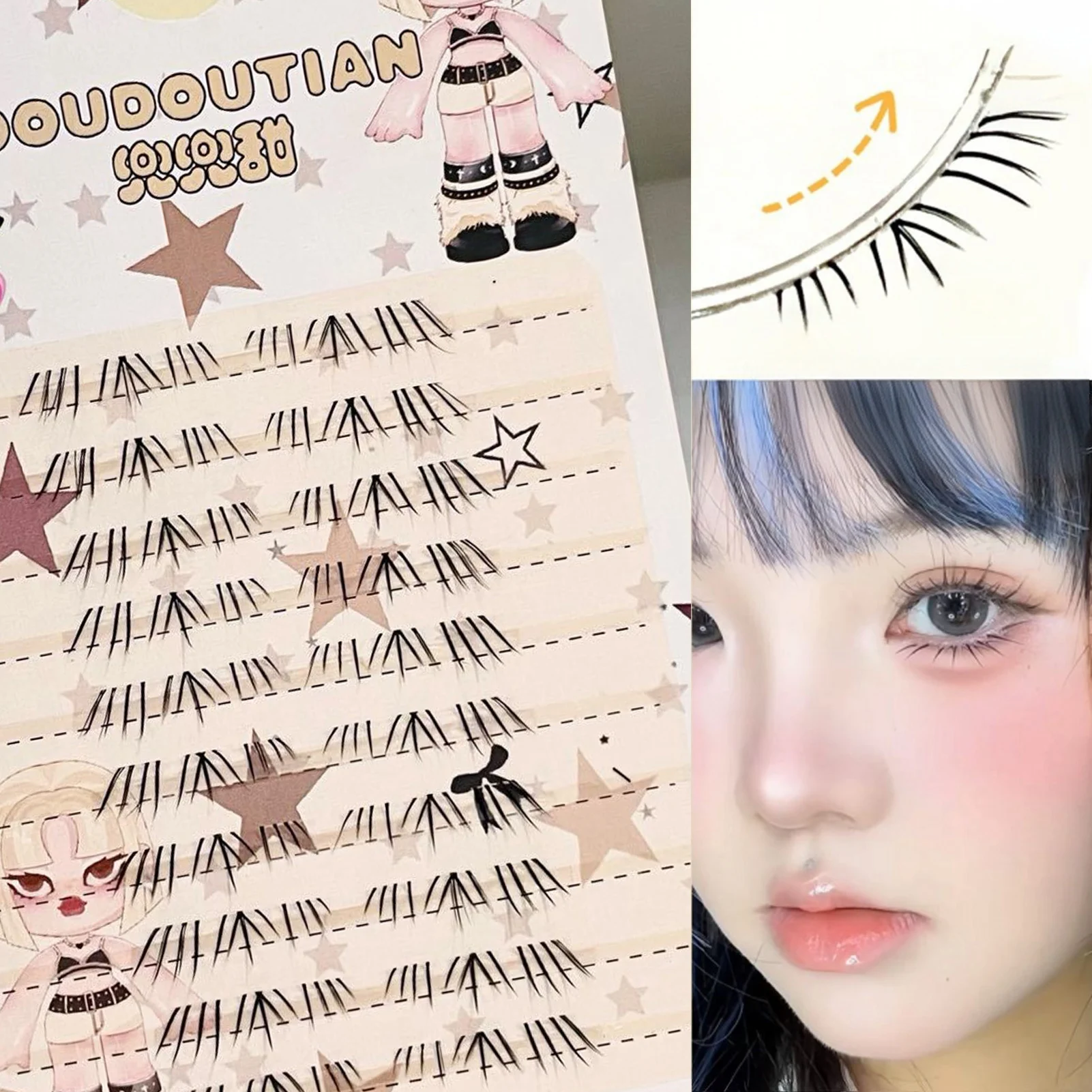 Manga Lower False Eyelashes Coral Velvet Texture Natural Volume Transparent Band Bottom Lash Women Daily Makeup Cosplay Eyelash