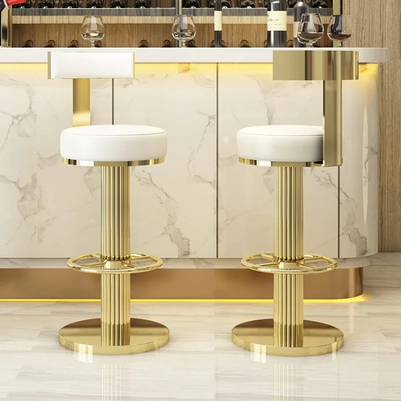 

Height Adjustable Bar Chair Glamor Golden Foot Traditional Casino Bar Chair Interior Bancos Para Barra Kitchen Furniture