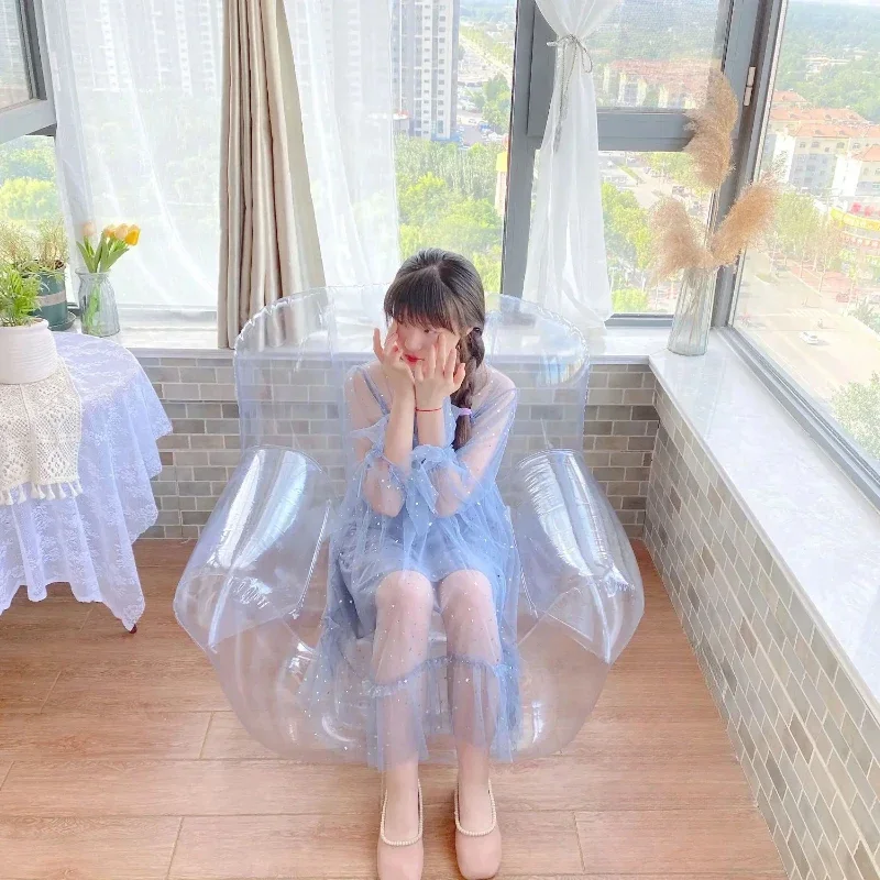 Transparent Inflatable Sofa, Creative Lazy Chair for Indoor/Outdoor Use, Photography Prop, DIY Storage, Modern Seating Solution