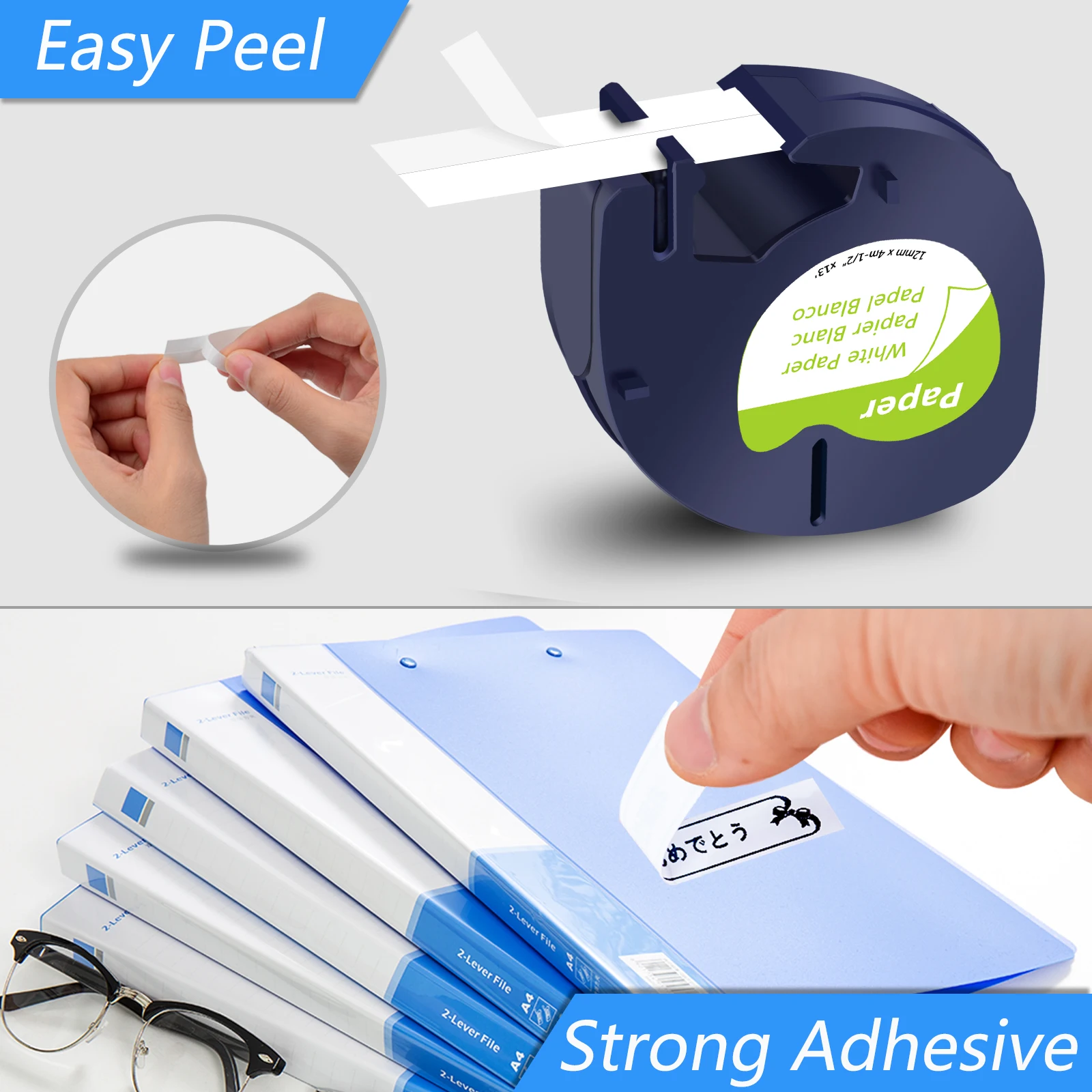 3-10PK 12mm Letra Tag Tapes Compatible for Dymo LetraTag A91330 A91331 A16952 Plastic/ Paper Label Tape For LetraTag Plus LT100H