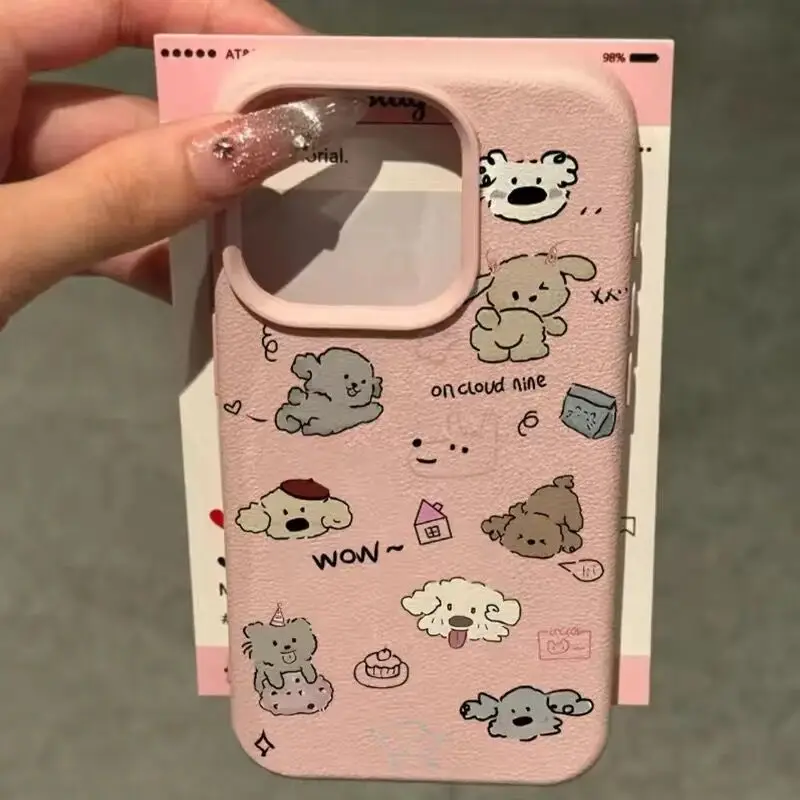 SEIRASSIM cute cartoon dog pink phone case for iphone 16 pro max 15 plus 14 13 11 12 silicone back cover for iphone xs max xr x