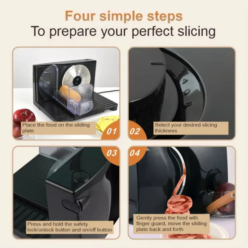 Desktop Vertical Automatic Manual Meat Slicer Adjustable Speeds for Household Restaurant Use Industrial Bread Cheese Slicer