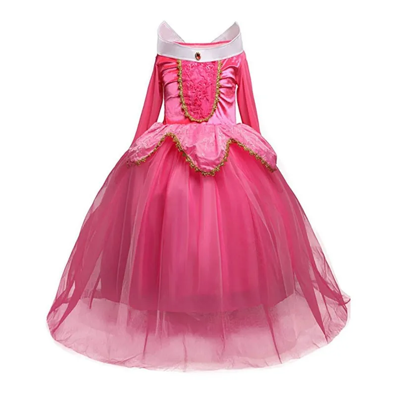 Girls Princess Dress Children Christmas Party Sleeping Beauty Costume Kids Blue Pink Fancy Disguise Birthday Gift Aurora Costume