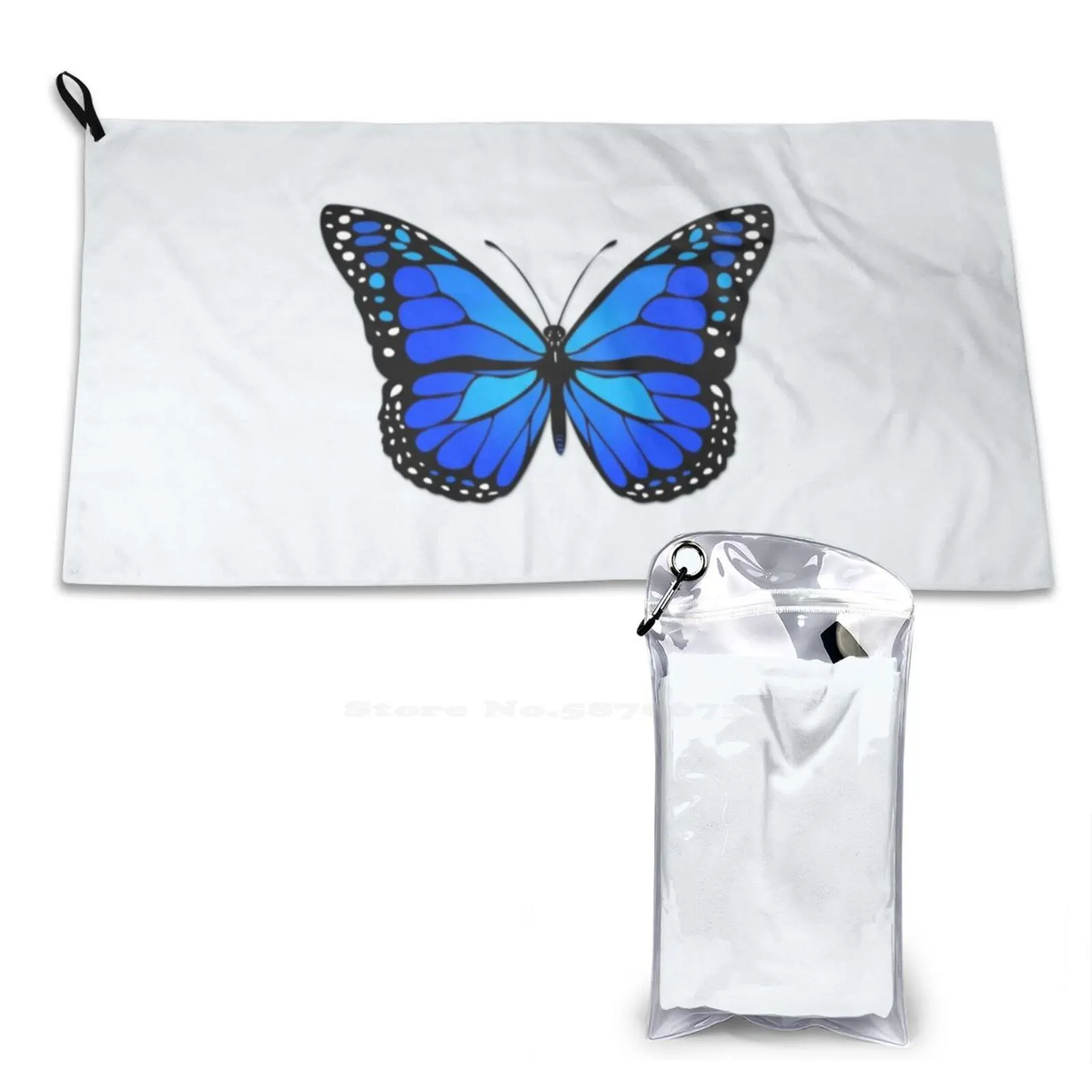 Blue Butterfly 3D Print Towel Sport Soft Towel Butterfly Butterflies Creature Animal Critter Bug Insect Invertebrate Wildlife