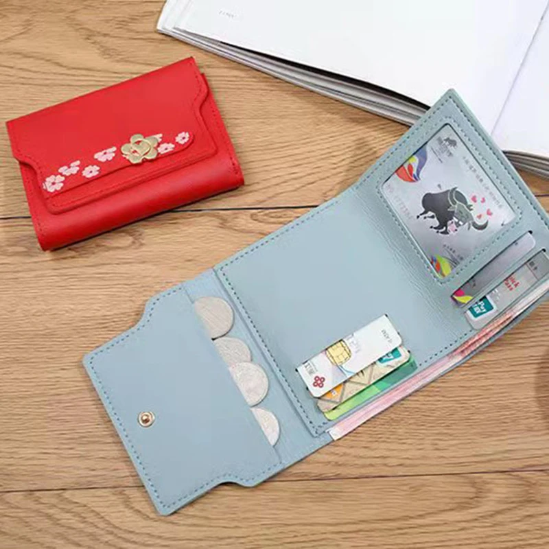 

Women Short Wallet Multi-card Bag Mini Pouch Fashion Simple Three Fold Short Clip Female Wallet Portable Lady Coin Purses
