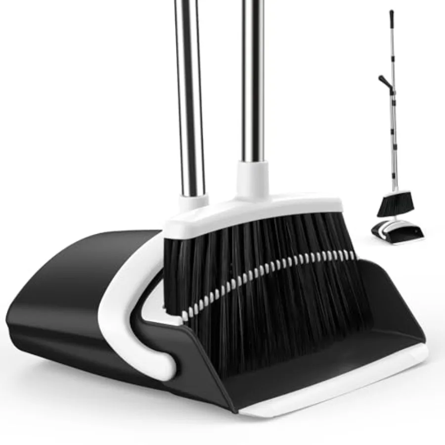 

Broom and Dustpan Set for Home 51-in Long Adjustable Handle Angle Broom and Dustpan Combo Set with Dust Pan Teeth to Clean Hair