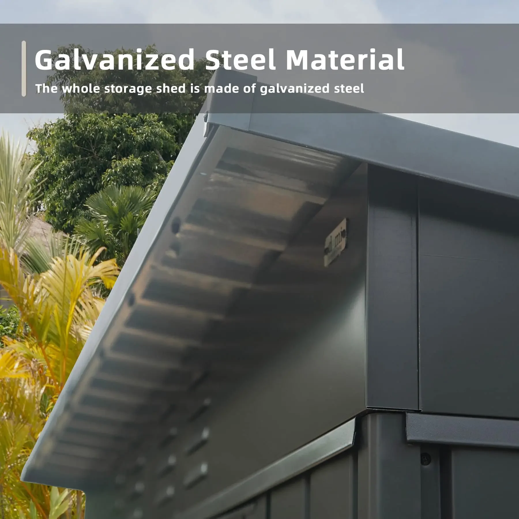 Outdoor Storage Shed Lockable Double Door Galvanized Steel Metal Tool Shed for Patio Furniture