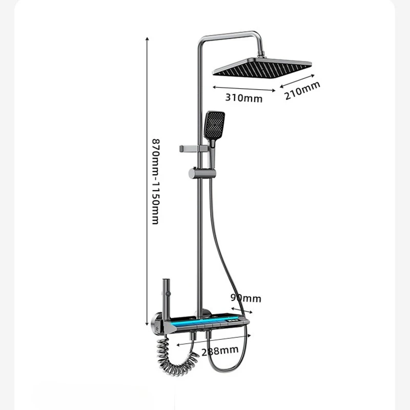 

Intelligent Digital Shower Set Temperature Display Rainlfall Shower System Four Ways Water Outlet Bathroom Shower Faucet Set