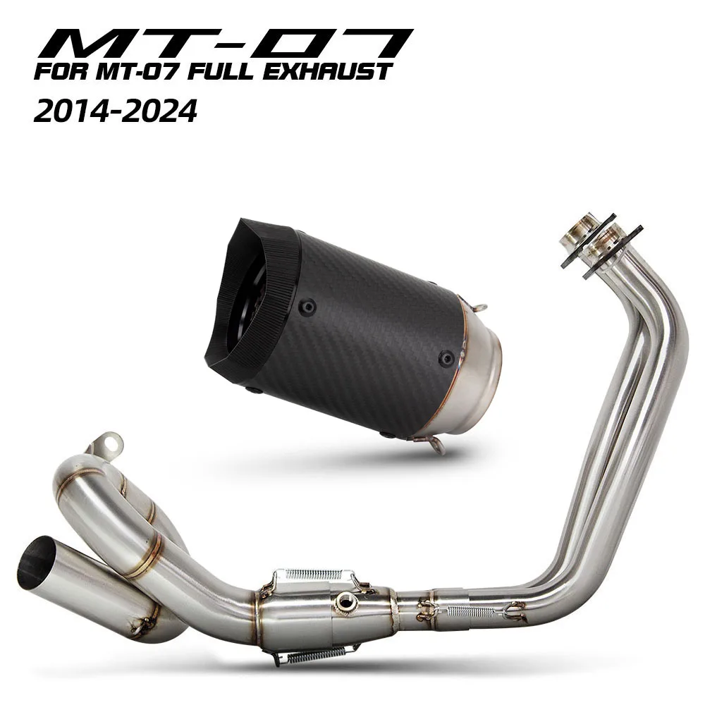 

For Yamaha MT07 FZ07 XSR700 Tracer700/GT Tracer 7/GT 2014-2024 Sport Street Bike Exhaust Full System Front Manifold With Muffler