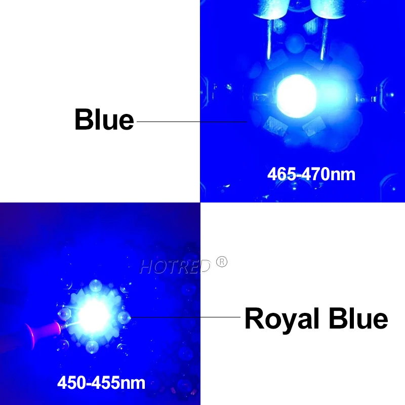 10pcs LED 3W Blue 465nm Royal Blue 445-450nm High Power Chip Bead 3-3.6V 700mA with 20mm Star Platine Heatsink For DIY Plant Gro