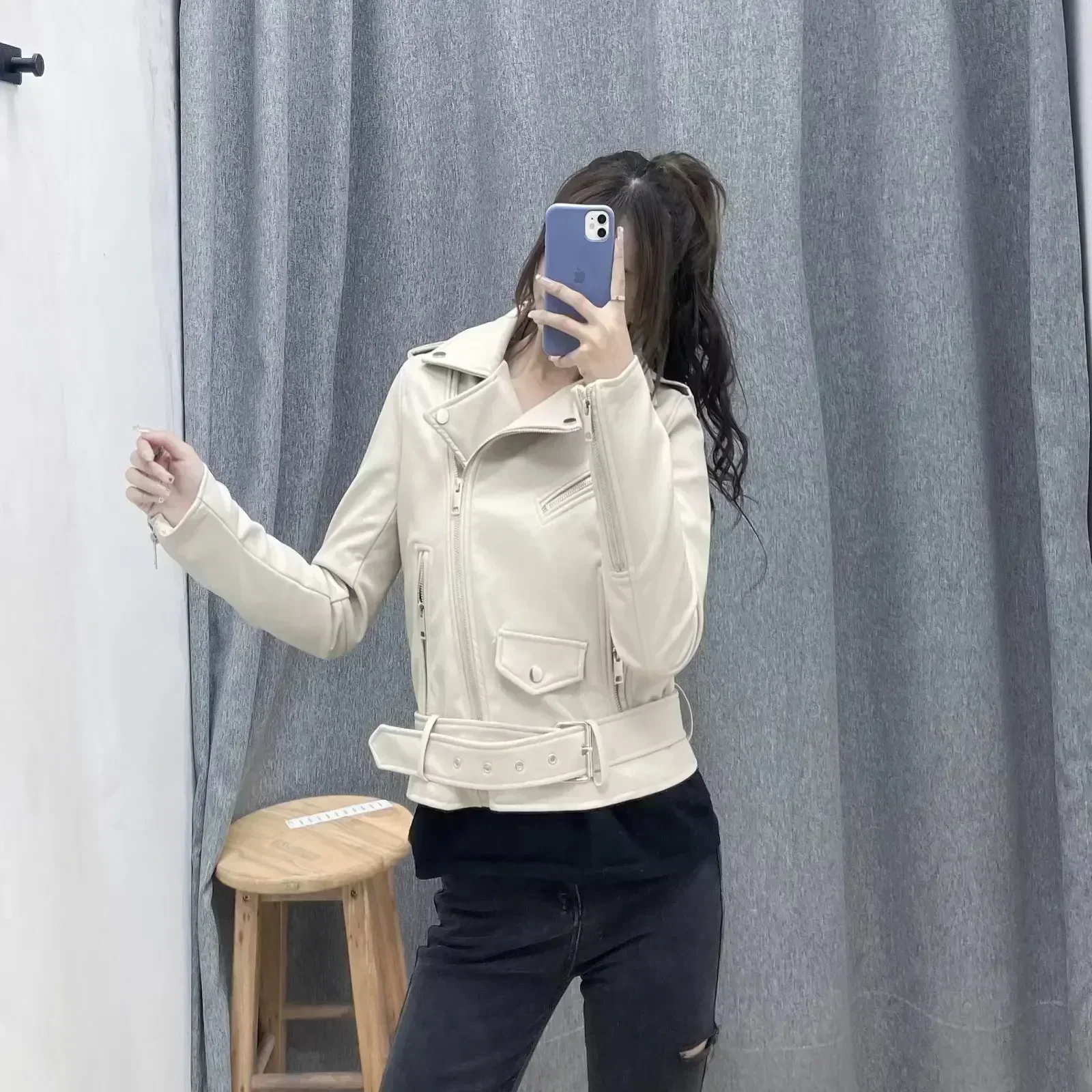 Veste en Cuir Artificiel pour Femme, Manteau Vintage à Manches sulf, Surchemise Chic, Nouvelle Mode 2023